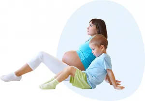 Pregnant woman with child